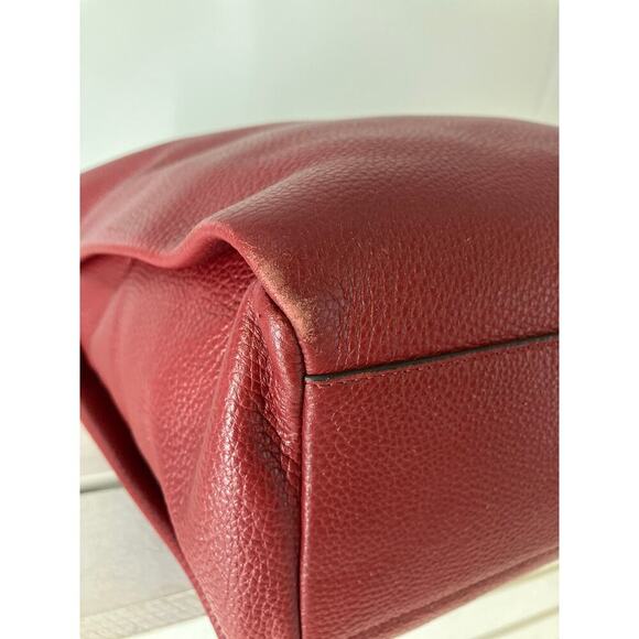 COACH 35775, LARGE RED PEBBLED LEATHER CROSSBODY BAG - Picture 9 of 16